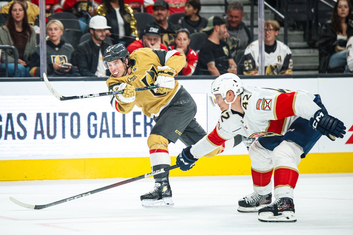 Vegas Golden Knights F Mitch Marner (93) shoots the puck during an NHL game against the Florida Panthers on Monday November 10, 2025, in Las Vegas, Nevada. Vegas Golden Knights F Mitch Marner (93) shoots the puck during an NHL game against the Florida Panthers on Monday November 10, 2025, in Las Vegas, Nevada.