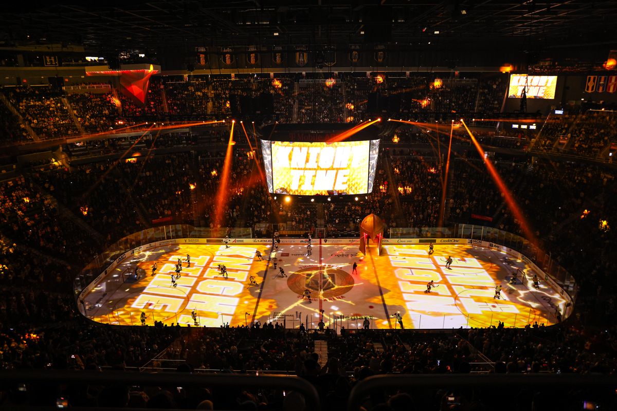 The Vegas Golden Knights and the Columbus Blue Jackets skate out prior to an NHL game on Thursday January 8, 2026, in Las Vegas, Nevada. The Vegas Golden Knights and the Columbus Blue Jackets skate out prior to an NHL game on Thursday January 8, 2026, in Las Vegas, Nevada.