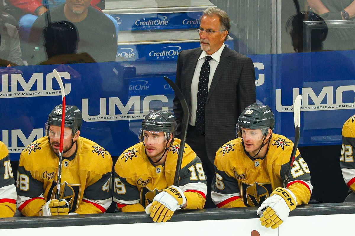 Vegas Golden Knights head coach John Tortorella seen behind the bench during an NHL game against the Winnipeg Jets on Monday, April 13, 2026, in Las Vegas, Nevada. Vegas Golden Knights head coach John Tortorella seen behind the bench during an NHL game against the Winnipeg Jets on Monday, April 13, 2026, in Las Vegas, Nevada.