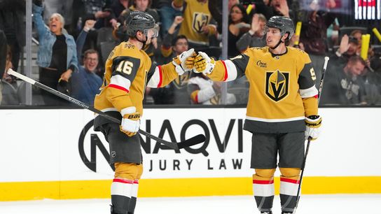 Golden Knights move closer to postseason spot with 6-3 win taken at T-Mobile Arena (Vegas Golden Knights). Photo by Stephen R. Sylvanie-Imagn Images