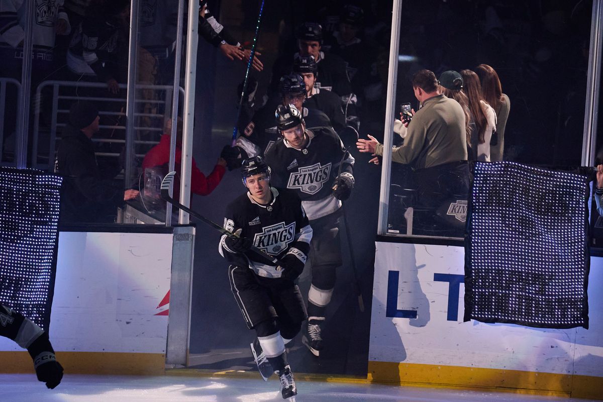 The Los Angeles Kings hit the ice against the Kraken at the crypto.com Arena on December 23,2025 in Los Angeles, California. The Los Angeles Kings hit the ice against the Kraken at the crypto.com Arena on December 23,2025 in Los Angeles, California.