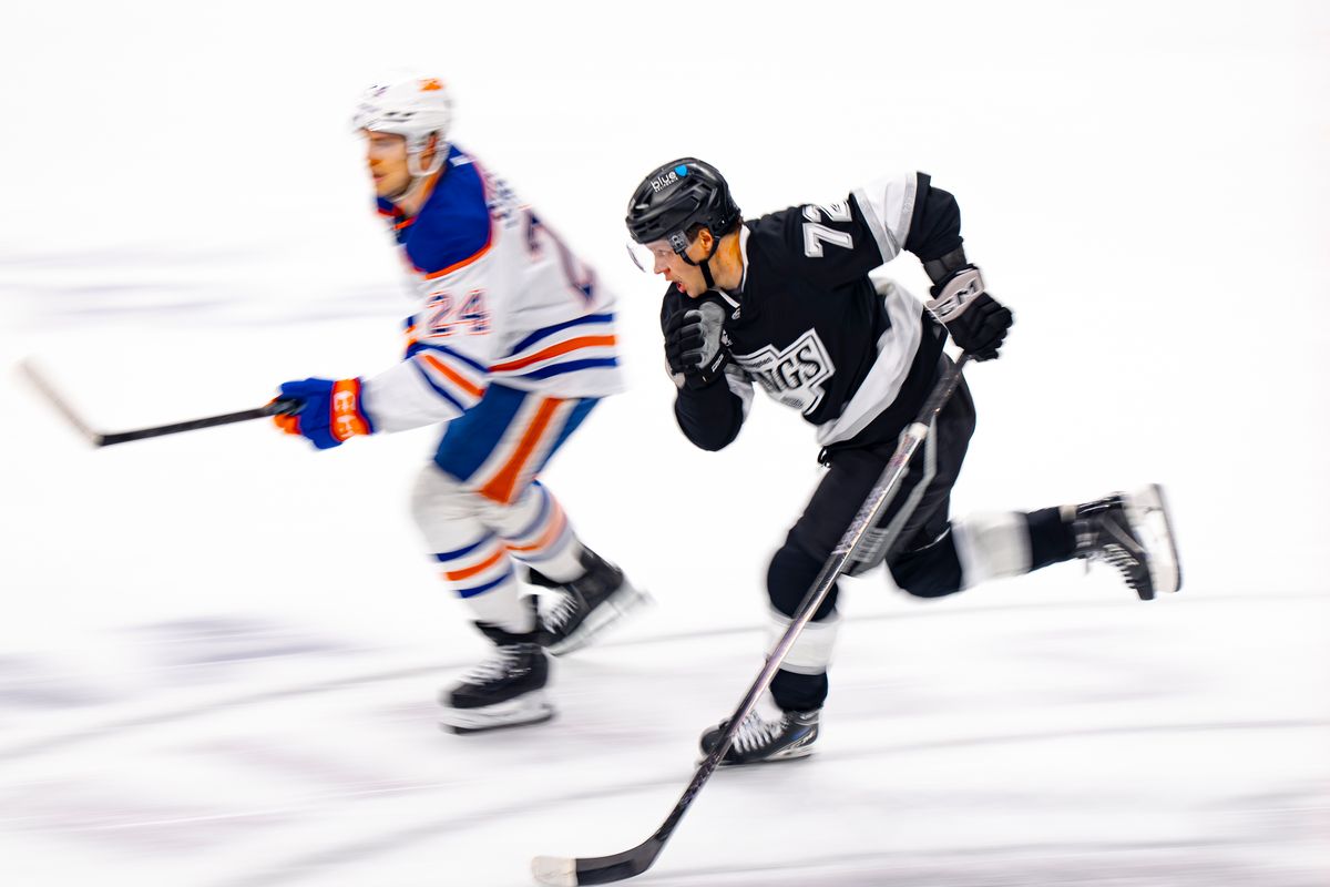 Los Angeles Kings left wing Artemi Panarin (72) trying to keep up with Spencer Stastney of the Edmonton Oilers during an NHL hockey game against the Edmonton Oilers on February 26th, 2026 in Los Angeles, CA. Los Angeles Kings left wing Artemi Panarin (72) trying to keep up with Spencer Stastney of the Edmonton Oilers during an NHL hockey game against the Edmonton Oilers on February 26th, 2026 in Los Angeles, CA.