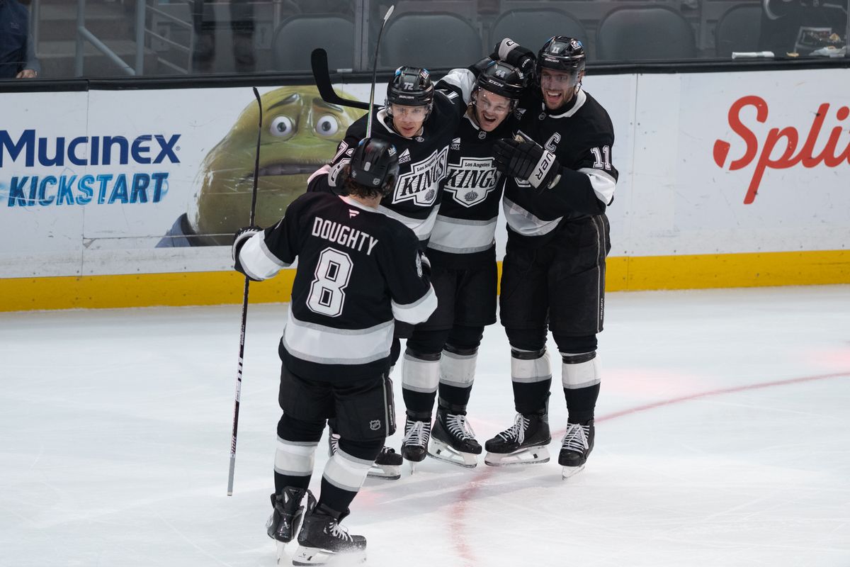 LA Kings center Anze Kopitar (11) celebrates with team mates after scoring a goal during an NHL game between the New York Islanders and the Los Angeles Kings on Thursday, March 5, 2026 at Crypto.com Arena in Los Angeles Calif LA Kings center Anze Kopitar (11) celebrates with team mates after scoring a goal during an NHL game between the New York Islanders and the Los Angeles Kings on Thursday, March 5, 2026 at Crypto.com Arena in Los Angeles Calif