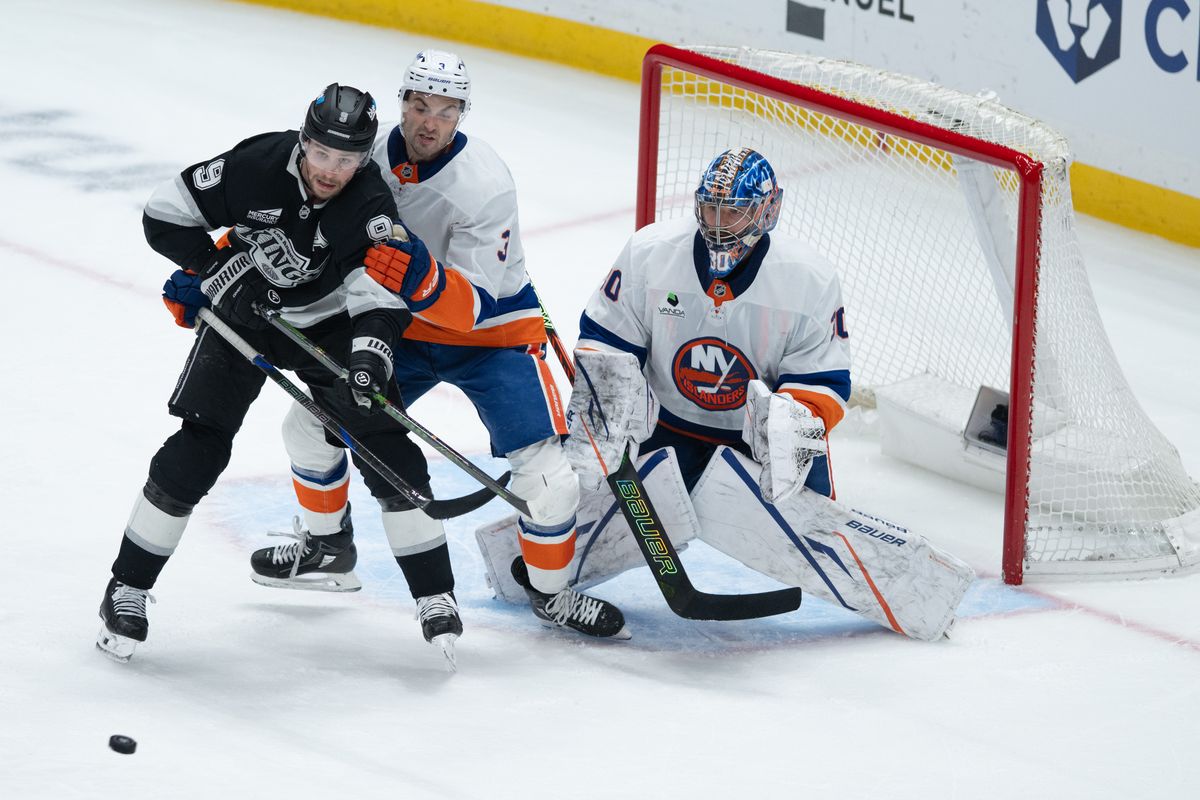 LA Kings right wing Adrian Kempe (9) gets into position near the goal during an NHL game between the New York Islanders and the Los Angeles Kings on Thursday, March 5, 2026 at Crypto.com Arena in Los Angeles Calif LA Kings right wing Adrian Kempe (9) gets into position near the goal during an NHL game between the New York Islanders and the Los Angeles Kings on Thursday, March 5, 2026 at Crypto.com Arena in Los Angeles Calif