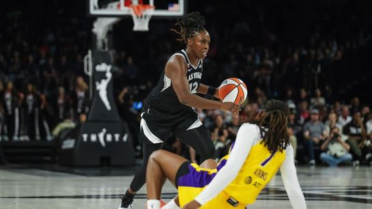 Aces cannot extend winning streak as Kelsey Plum closes out for Sparks taken at Michelob ULTRA Arena (Las Vegas Aces)