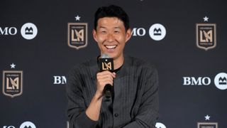 LAFC unveil Son in celebratory press conference  taken at BMO Stadium (LAFC). Photo by Kirby Lee-Imagn Images