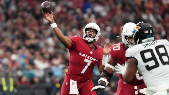 Arizona Cardinals quarterback Jacoby Brissett (7) throws the ball against the Jacksonville Jaguars at State Farm Stadium on Nov. 23, 2025. Arizona Cardinals quarterback Jacoby Brissett (7) throws the ball against the Jacksonville Jaguars at State Farm Stadium on Nov. 23, 2025.