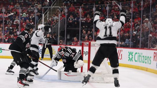 Kopitar sets points record but Kings lose to Devils, 6-4 taken at Prudential Center (Los Angeles Kings). Photo by Ed Mulholland-Imagn Images