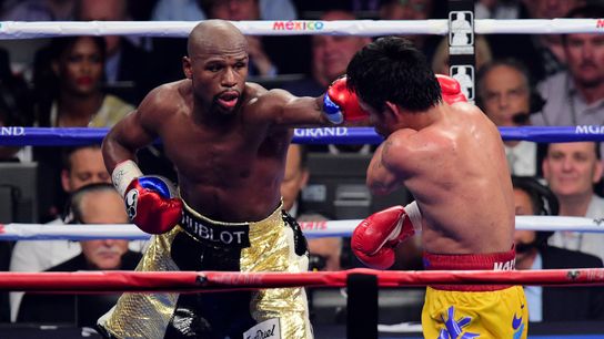 Mayweather accused of Pacquiao contract breach taken in Las Vegas (Boxing). Photo by Joe Camporeale-Imagn Images