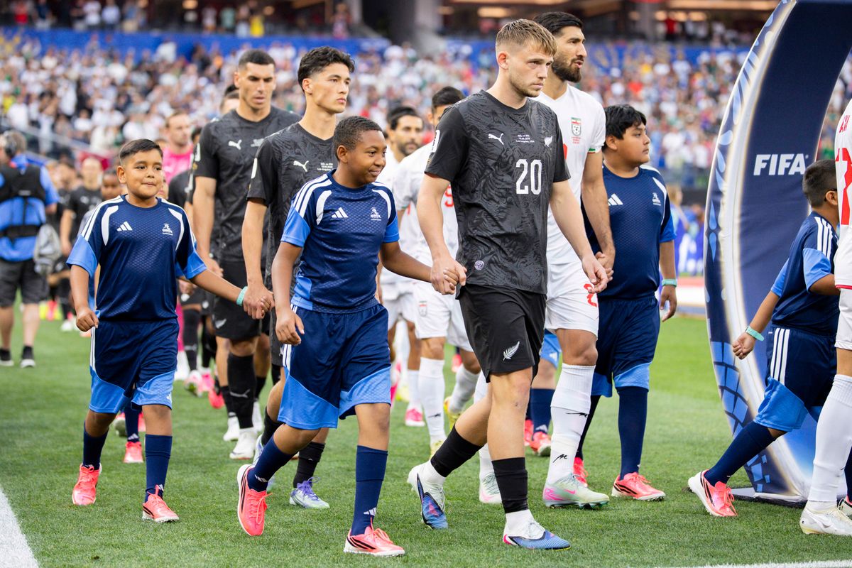 Iran and New Zealand players walk onto the pitch before their 2026 FIFA World Cup match, Monday June 15, 2026 in Inglewood, Calif. Iran and New Zealand players walk onto the pitch before their 2026 FIFA World Cup match, Monday June 15, 2026 in Inglewood, Calif.