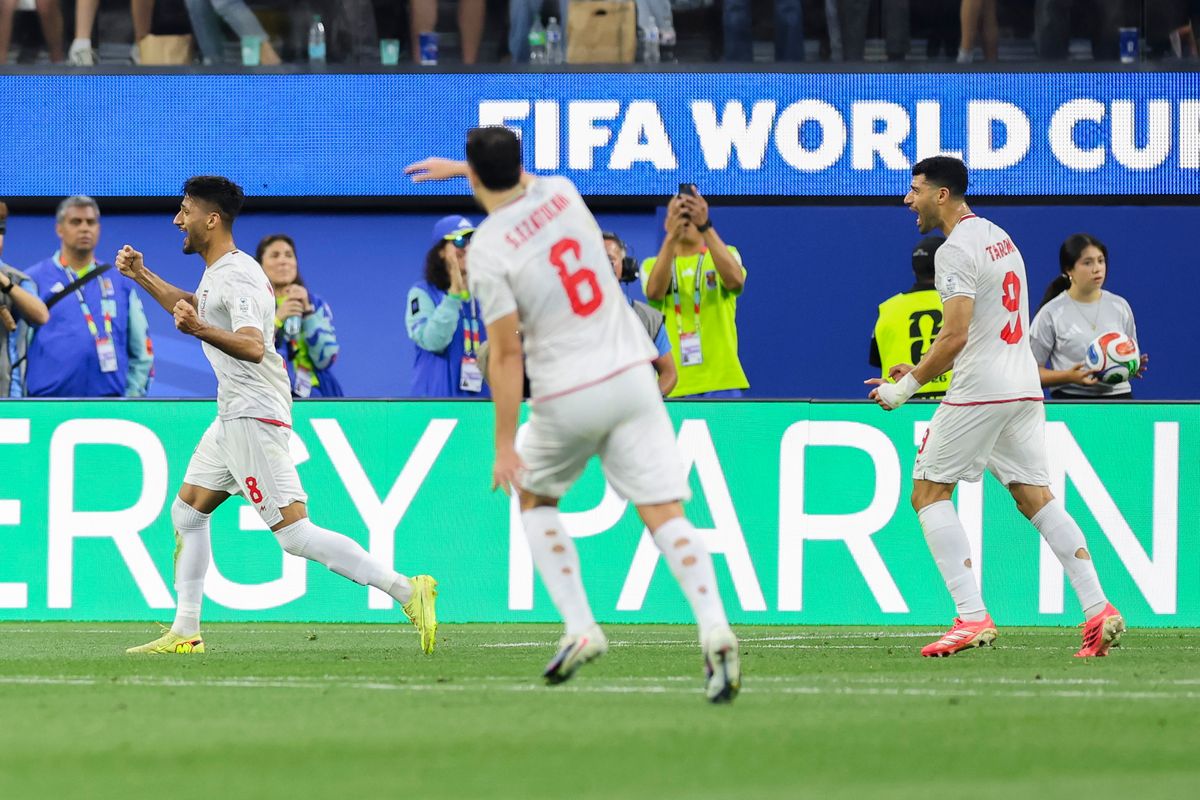 Mohammad Mohebbi #8, Saeid Ezatolahi #6, and Mehdi Taremi #9 of Iran celebrate a goal during a FIFA World Cup 2026 match against New Zealand, Monday June 15, 2026 in Inglewood, Calif. Mohammad Mohebbi #8, Saeid Ezatolahi #6, and Mehdi Taremi #9 of Iran celebrate a goal during a FIFA World Cup 2026 match against New Zealand, Monday June 15, 2026 in Inglewood, Calif.