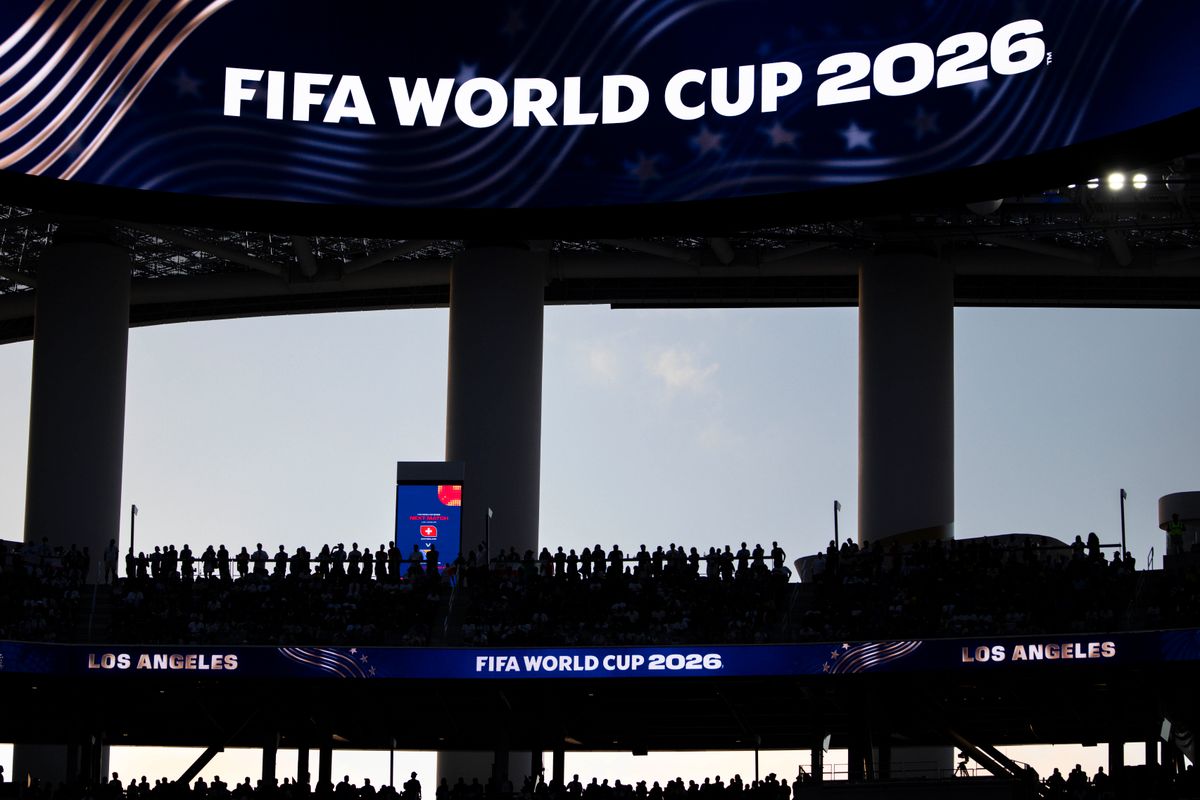 The sun sets outside SoFi Stadium during a 2026 FIFA World Cup match between Iran and New Zealand, Monday June 15, 2026 in Inglewood, Calif. The sun sets outside SoFi Stadium during a 2026 FIFA World Cup match between Iran and New Zealand, Monday June 15, 2026 in Inglewood, Calif.