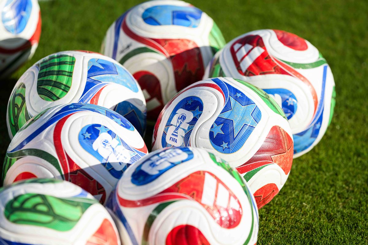 Official World Cup soccer balls at a 2026 FIFA World Cup match against Turkiye, Friday June 19th, 2026 in Santa Clara, Calif. Official World Cup soccer balls at a 2026 FIFA World Cup match against Turkiye, Friday June 19th, 2026 in Santa Clara, Calif.