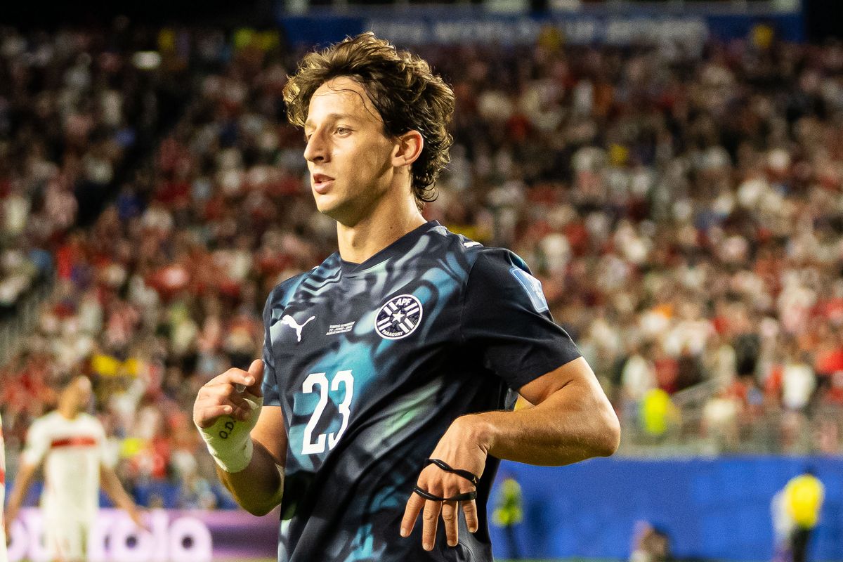 Matias Galarza (23) of Paraguay during a 2026 FIFA World Cup match against Paraguay, Friday June 19th, 2026 in Santa Clara, Calif. Matias Galarza (23) of Paraguay during a 2026 FIFA World Cup match against Paraguay, Friday June 19th, 2026 in Santa Clara, Calif.