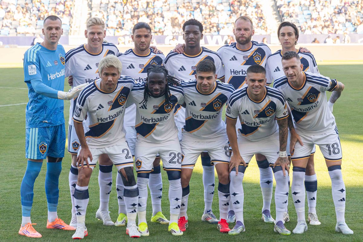 LA Galaxy starting XI at an MLS game against New York City FC on February 22nd, 2026 in Carson, California
