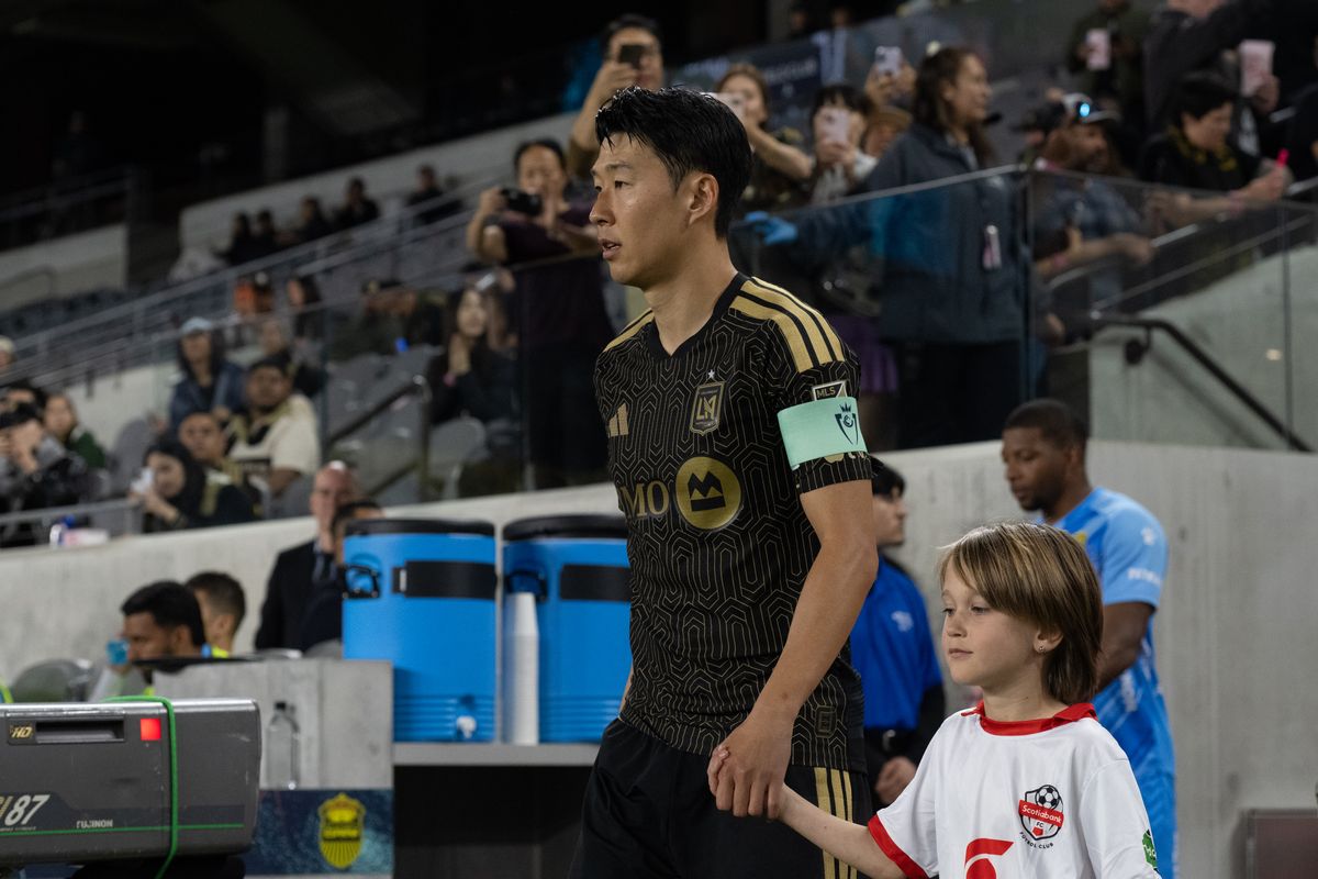 LAFC forward Son Heung-Min (7) enters the pitch during a CONCACAF game between LAFC and Real Espana on Friday, February 24,2026 at BMO Stadium in Los Angeles Calif LAFC forward Son Heung-Min (7) enters the pitch during a CONCACAF game between LAFC and Real Espana on Friday, February 24,2026 at BMO Stadium in Los Angeles Calif