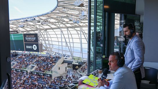 Diego Valeri (Spanish-language match analyst) and Sammy Sadovnik (Spanish-language play-by-play announcer) during an MLS match on Apple TV. Diego Valeri (Spanish-language match analyst) and Sammy Sadovnik (Spanish-language play-by-play announcer) during an MLS match on Apple TV.
