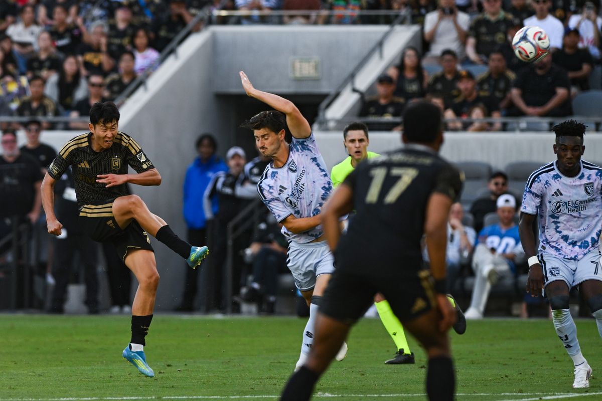 LAFC forward Son Heung-Min (7) makes an attempt at goal during an MLS game between LAFC and San Jose Earthquakes on Sunday, April 19, 2026 at BMO Stadium In Los Angeles Calif at BMO Stadium in Los Angeles Calif LAFC forward Son Heung-Min (7) makes an attempt at goal during an MLS game between LAFC and San Jose Earthquakes on Sunday, April 19, 2026 at BMO Stadium In Los Angeles Calif at BMO Stadium in Los Angeles Calif
