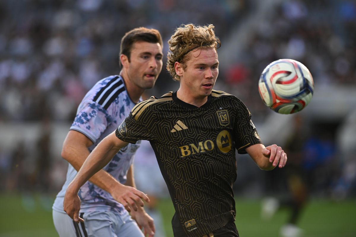 LAFC forward Jacob Shaffelburg (18) eyes the ball during an MLS game between LAFC and San Jose Earthquakes on Sunday, April 19, 2026 at BMO Stadium In Los Angeles Calif at BMO Stadium in Los Angeles Calif LAFC forward Jacob Shaffelburg (18) eyes the ball during an MLS game between LAFC and San Jose Earthquakes on Sunday, April 19, 2026 at BMO Stadium In Los Angeles Calif at BMO Stadium in Los Angeles Calif