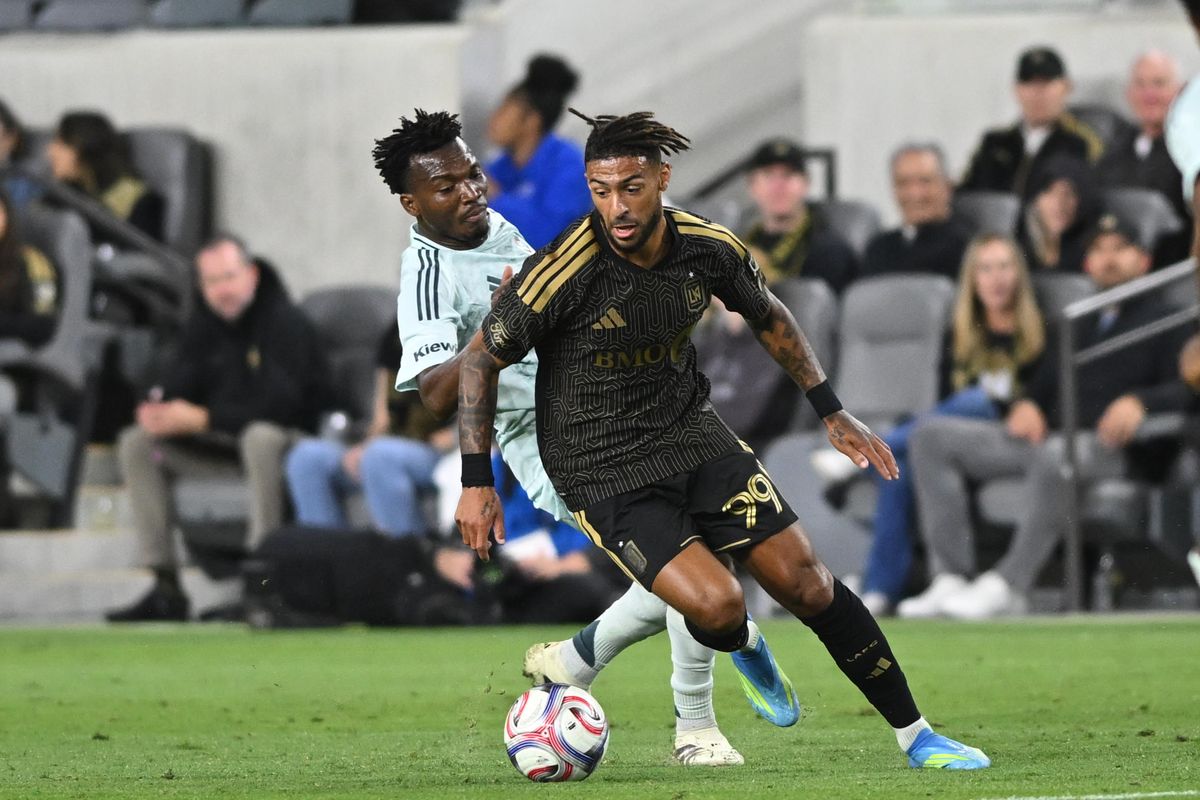 LAFC forward Denis Bouanga (99) dribbles around the defense during an MLS game between LAFC and Colorado Rapids on Wednesday, April 22, 2026 at BMO Stadium In Los Angeles Calif at BMO Stadium in Los Angeles Calif LAFC forward Denis Bouanga (99) dribbles around the defense during an MLS game between LAFC and Colorado Rapids on Wednesday, April 22, 2026 at BMO Stadium In Los Angeles Calif at BMO Stadium in Los Angeles Calif