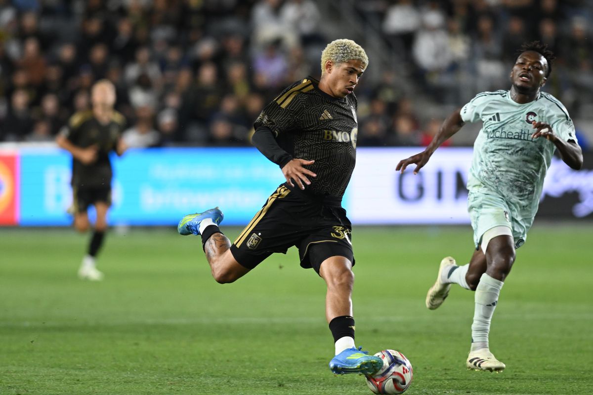 LAFC forward David Martinez (30) attacks with the ball during an MLS game between LAFC and Colorado Rapids on Wednesday, April 22, 2026 at BMO Stadium In Los Angeles Calif at BMO Stadium in Los Angeles Calif LAFC forward David Martinez (30) attacks with the ball during an MLS game between LAFC and Colorado Rapids on Wednesday, April 22, 2026 at BMO Stadium In Los Angeles Calif at BMO Stadium in Los Angeles Calif