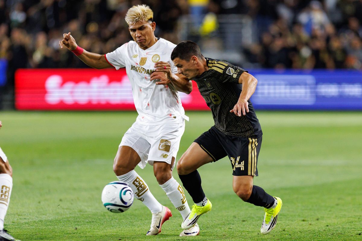 Sergi Palencia #24 of LAFC defends the ball during a CONCACAF Champions Cup Semifinal match against Toluca FC on April 29, 2026 at BMO Stadium in Los Angeles, California. Sergi Palencia #24 of LAFC defends the ball during a CONCACAF Champions Cup Semifinal match against Toluca FC on April 29, 2026 at BMO Stadium in Los Angeles, California.