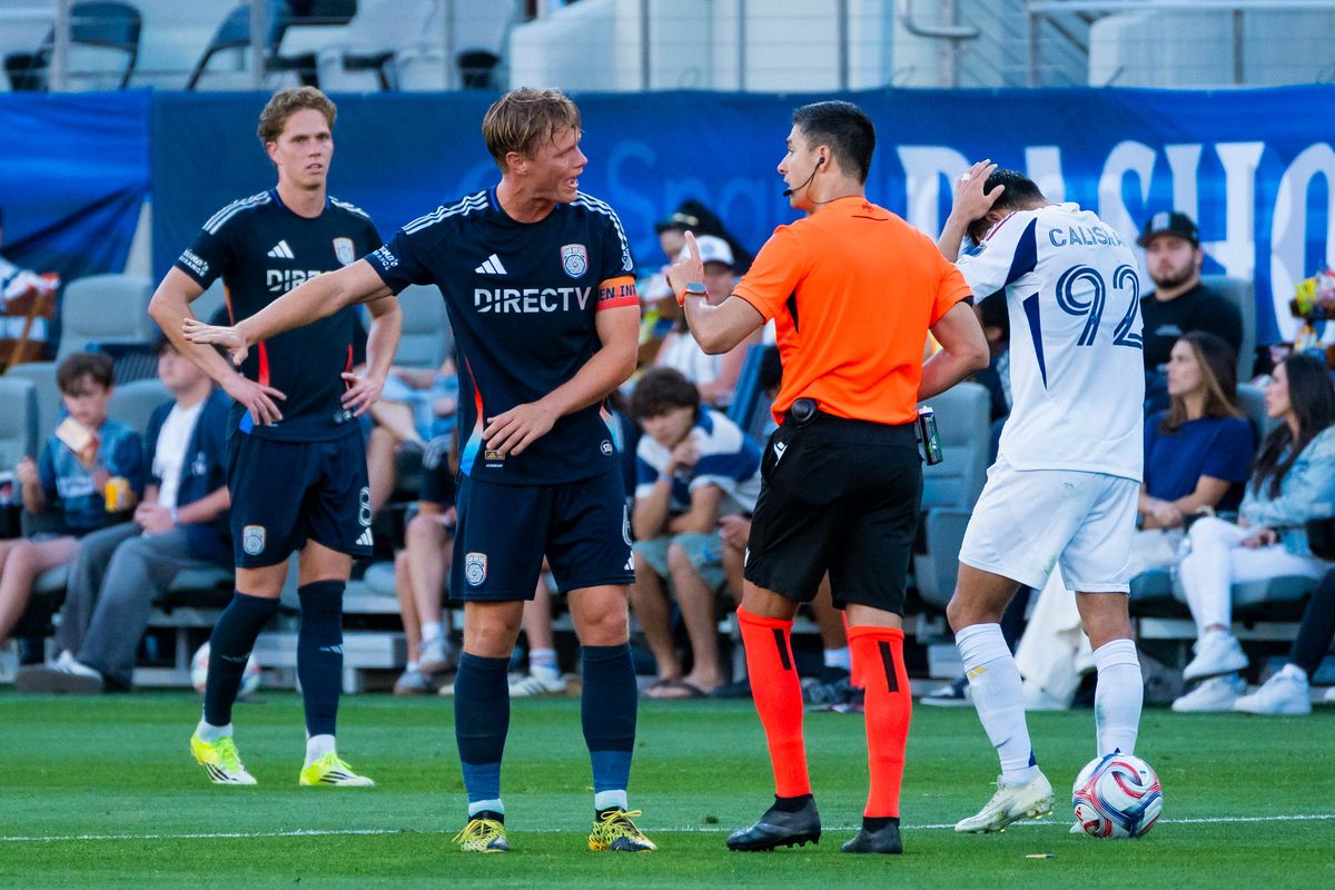 San Diego FC midfielder Jeppe Tverskov (6) argues with an official during an MLS game between Real Salt Lake and San Diego FC, Sunday March 22, 2026 in San Diego, Calif. San Diego FC midfielder Jeppe Tverskov (6) argues with an official during an MLS game between Real Salt Lake and San Diego FC, Sunday March 22, 2026 in San Diego, Calif.