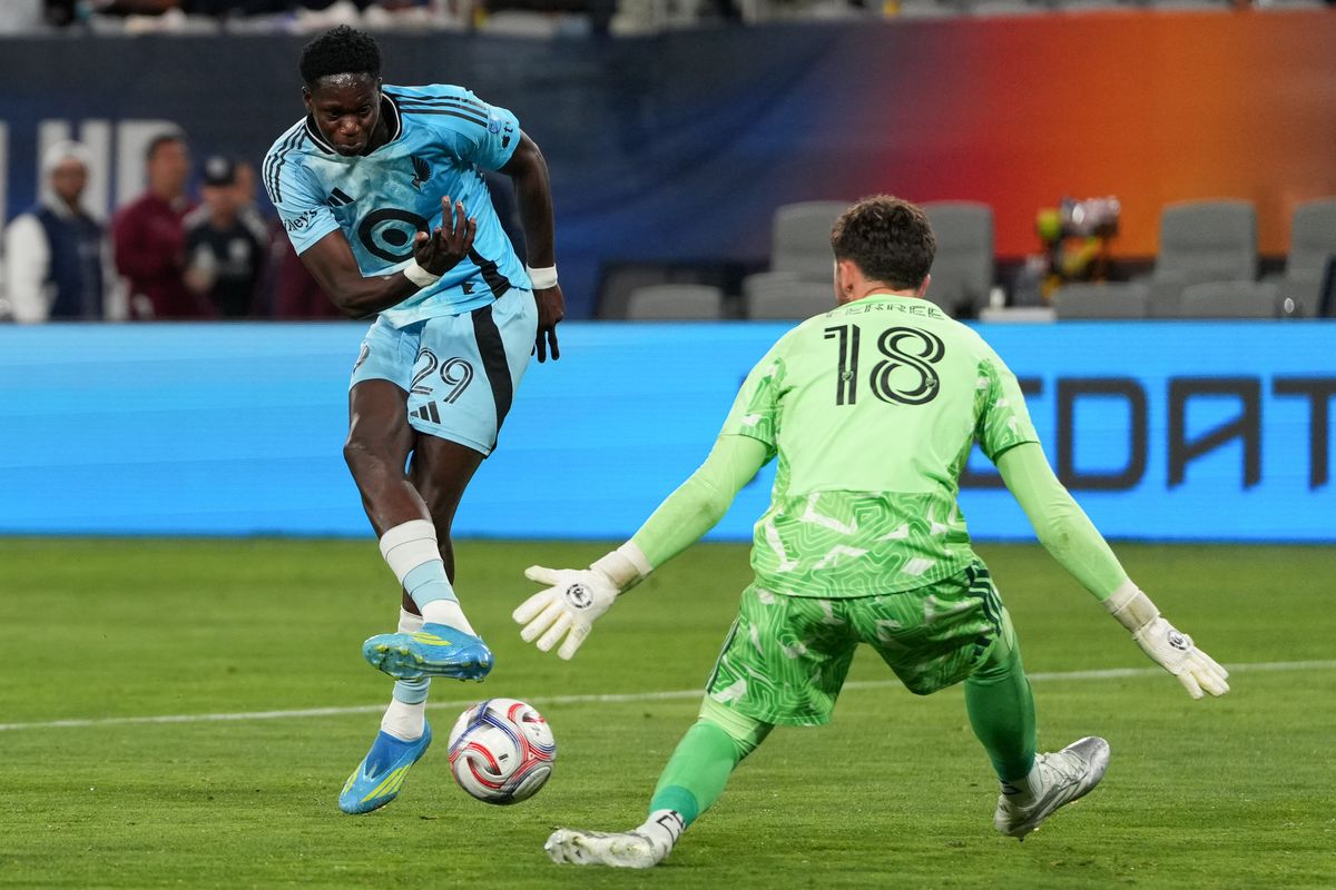 Minnesota United FC forward Mamadou Dieng (29) shoots the ball during an MLS soccer game against the San Diego FC, Saturday April 11, 2026 in San Diego, California. Minnesota United FC forward Mamadou Dieng (29) shoots the ball during an MLS soccer game against the San Diego FC, Saturday April 11, 2026 in San Diego, California.