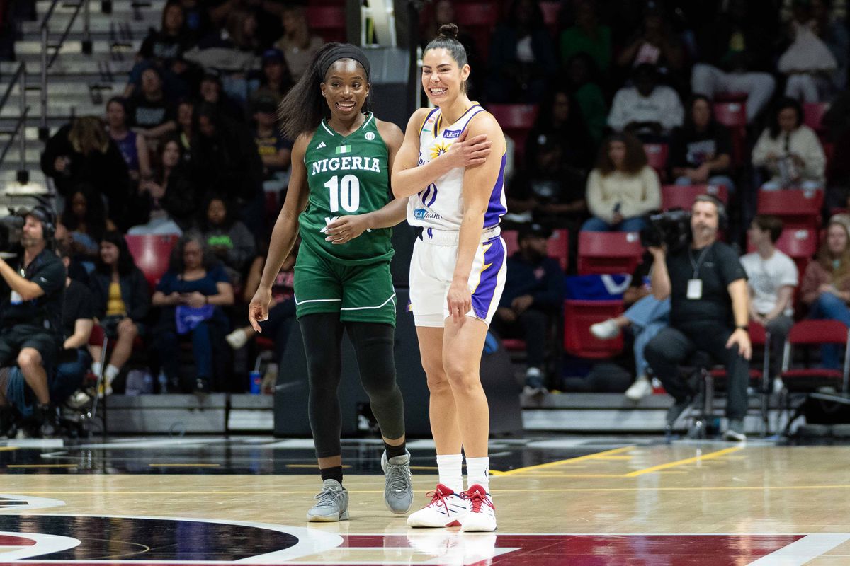 LA Sparks guard Kelsey Plum (10) at a WNBA basketball game against Team Nigeria,Saturday April 25th, 2026 in San Diego, California. LA Sparks guard Kelsey Plum (10) at a WNBA basketball game against Team Nigeria,Saturday April 25th, 2026 in San Diego, California.